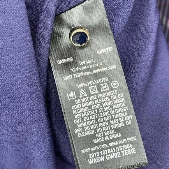 Ted Baker Floral-Print Pleated Top sz 4 - Picture 7 of 8